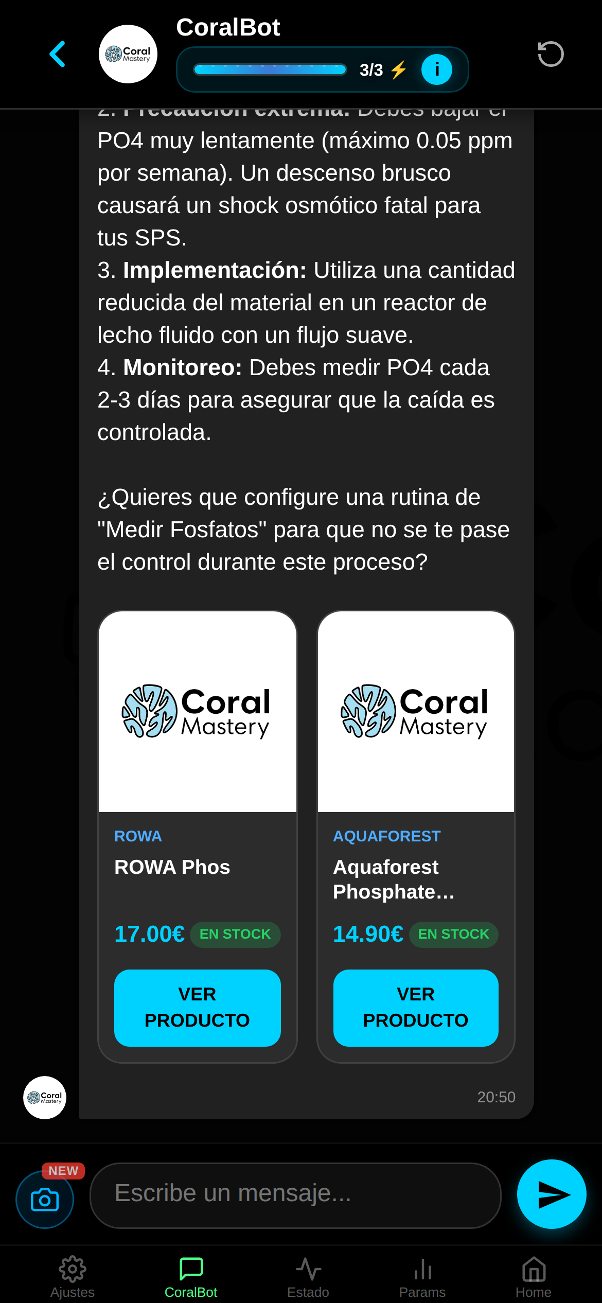 Conversación con CoralBot
